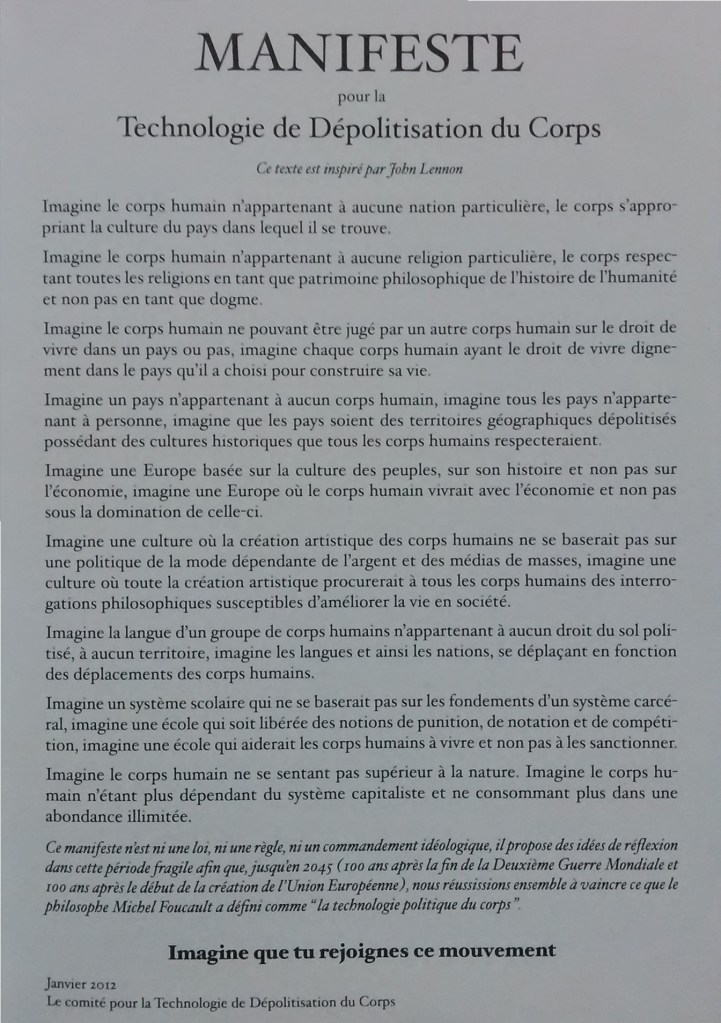 Silencio Delicti, Manifeste pour la dépolitisation du corps humain. Filip Markiewicz, 2012-2045.