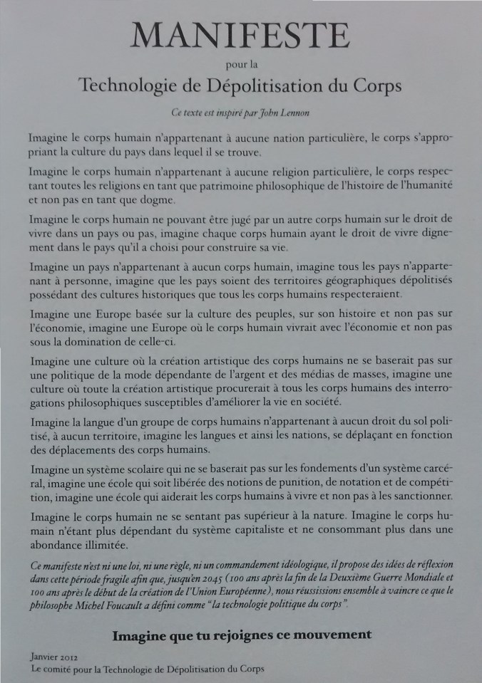 Silencio Delicti, Manifeste pour la dépolitisation du corps humain. Filip Markiewicz, 2012-2045.